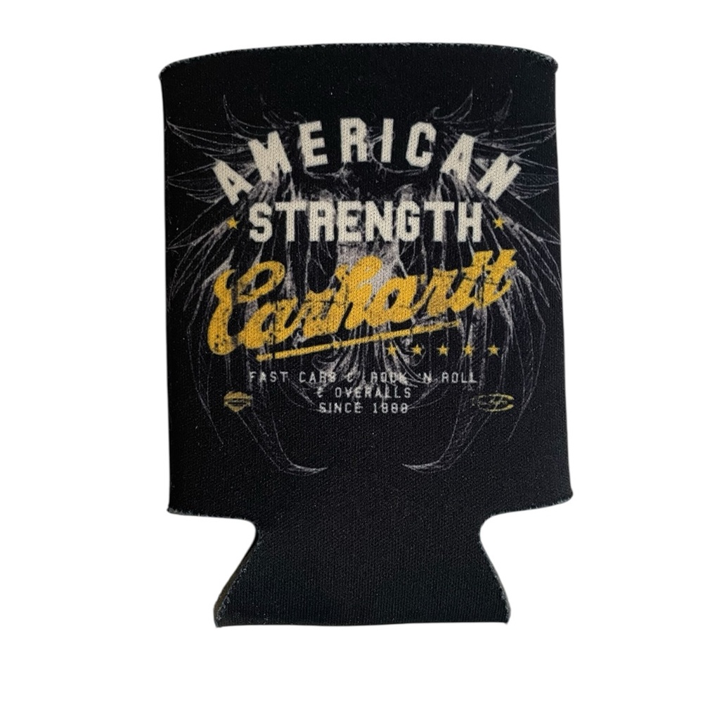 Carhartt American Strength Black 12oz Beverage Can Koozie Insulated Sleeve